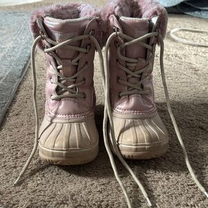 London Fog Pink and Tan Kids Boots